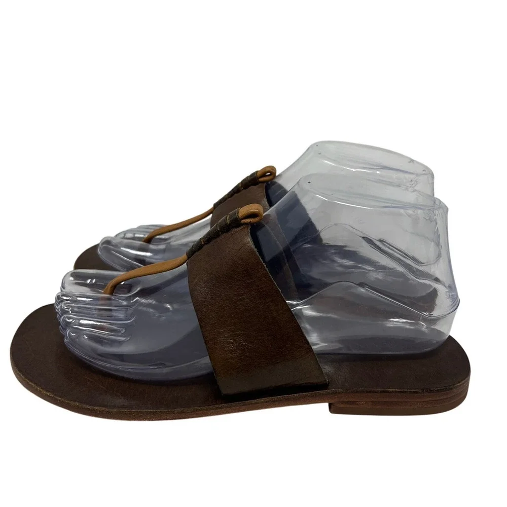 Akis Brown Genuine Leather Thong Sandals 8 Minimalist Classic